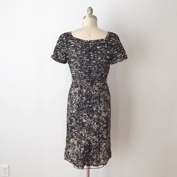 Vintage 1950s Floral Sheath Pencil Dress Chic S M - Picture 3 of 8